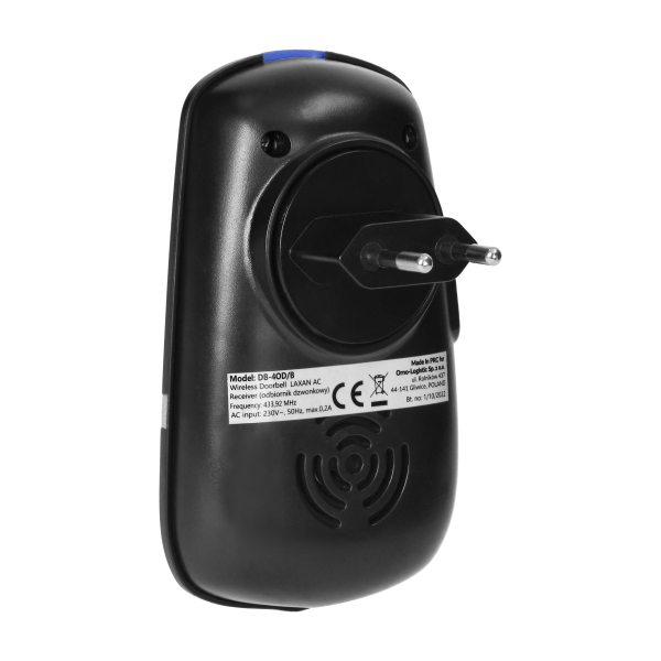 LAXAN AC wireless mains-powered doorbell with battery-free button, learning system, 36 sounds, 150m